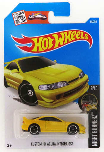 1/64 CUSTOM ’01 ACURA INTEGRA GSR Yellow Hot Wheels NIGHT BURNERZ DHP06