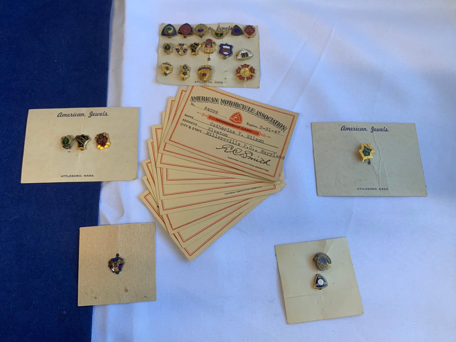 Vtg American Motorcycle Association Lot Award Achievement Pins Membership Cards