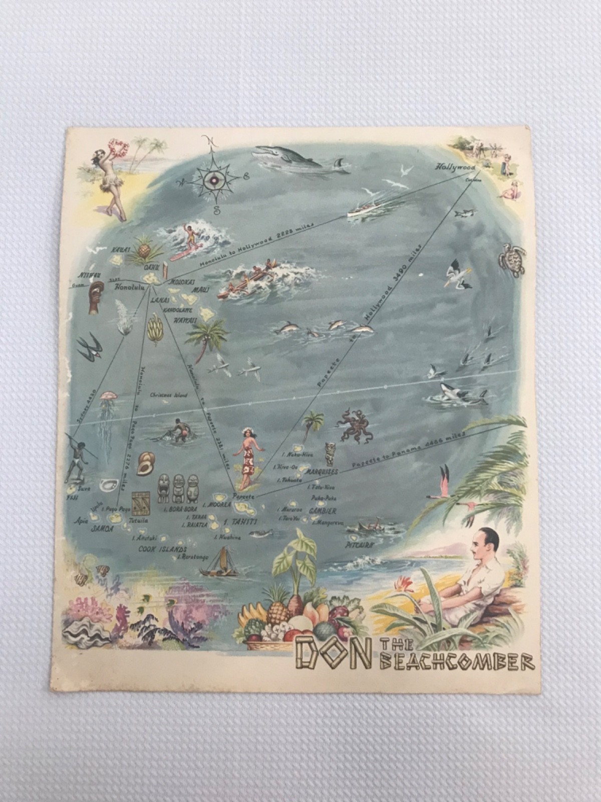 Vintage Don The Beachcomber Menu 1941 Printed 11/55 Hollywood Cali Tiki Bar Map