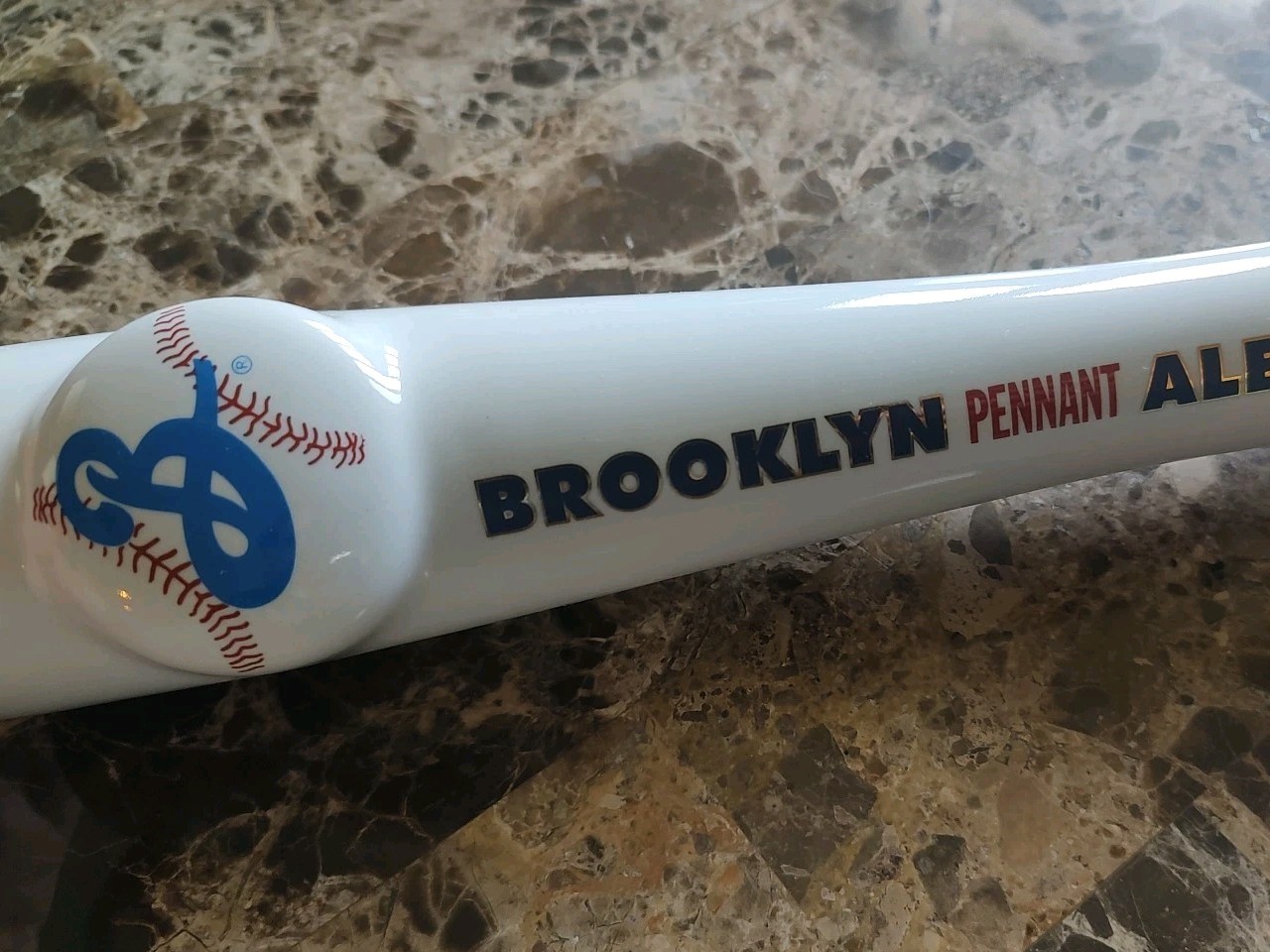 Brooklyn Pennant Ale '55 Beer Tap Handle Knob Breweriana Collectible White Blue