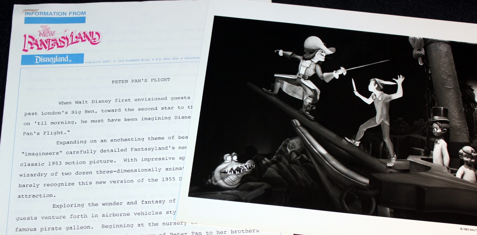 Disneyland 1983 New Fantasyland PETER PAN Flight Disney Photo & Press Release
