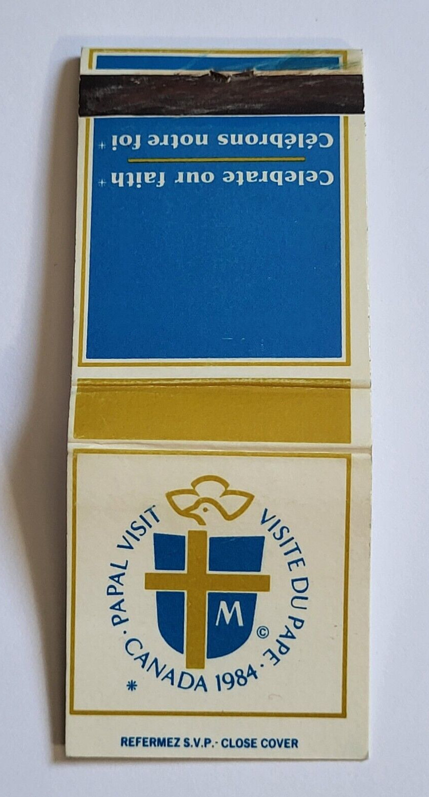1984 CANADA PAPAL VISIT POPE RELIGION MATCHBOOK COVER EVENT MEMORABILIA CATHOLIC
