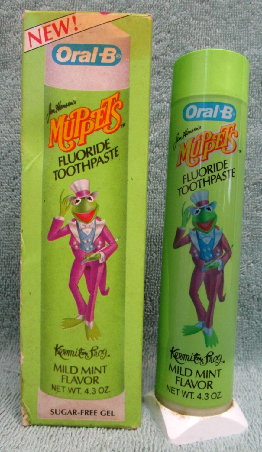 1986 VINTAGE 1980\'s NOS ORAL-B MUPPETS KERMIT THE FROG FLUORIDE TOOTHPASTE