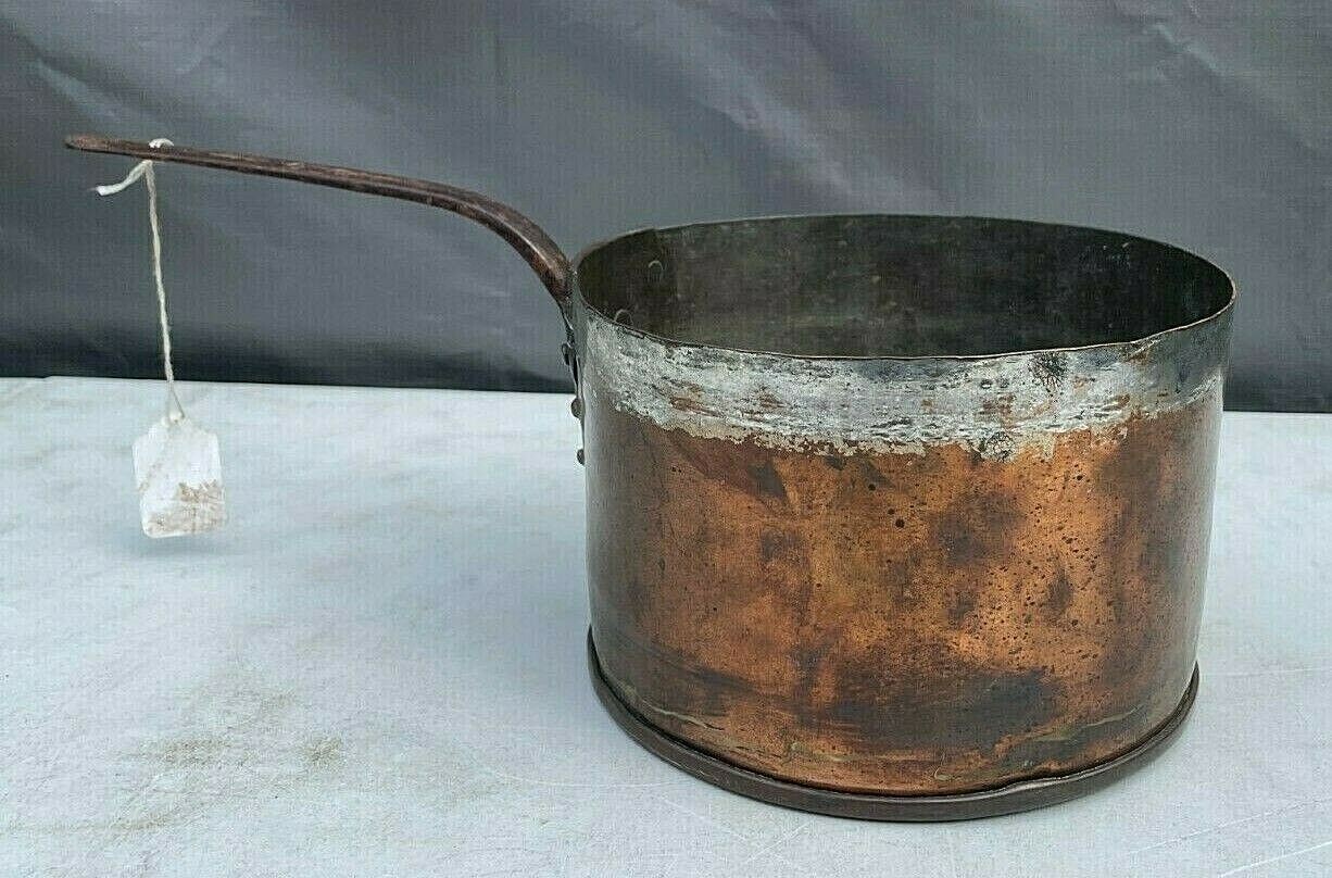 Antique Hand Forged Copper Pot Cookware Circa 19th Century