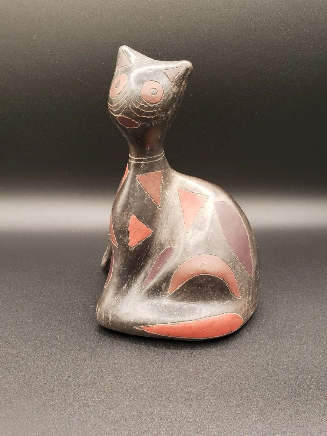 2 - Manuel Felguerez Vintage Mexican Geometric Art Pottery Kitty Cat Sculptures 