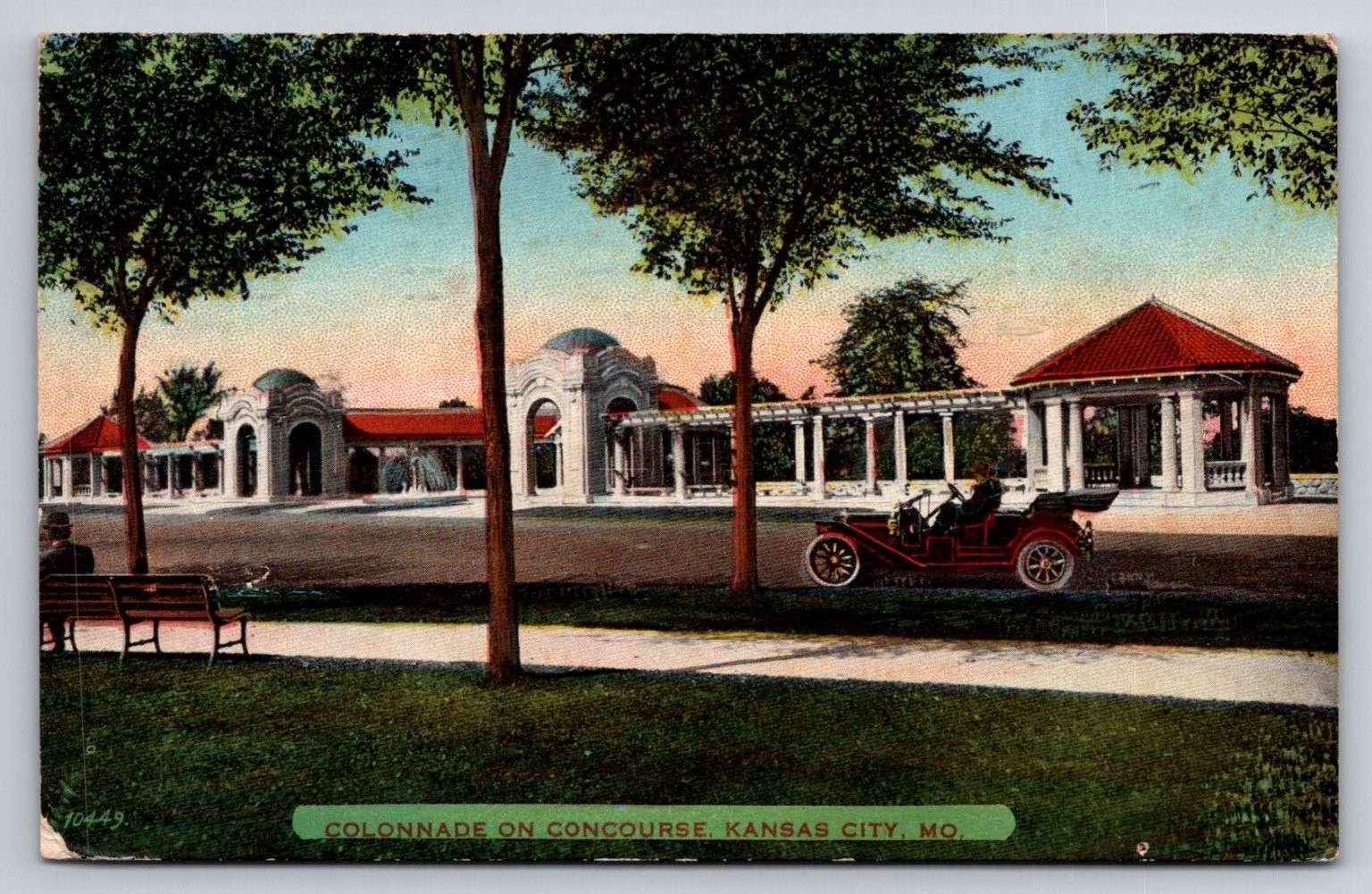1913 Kansas City MO Colonnade Concourse Vintage Car Postcard Acmeograph