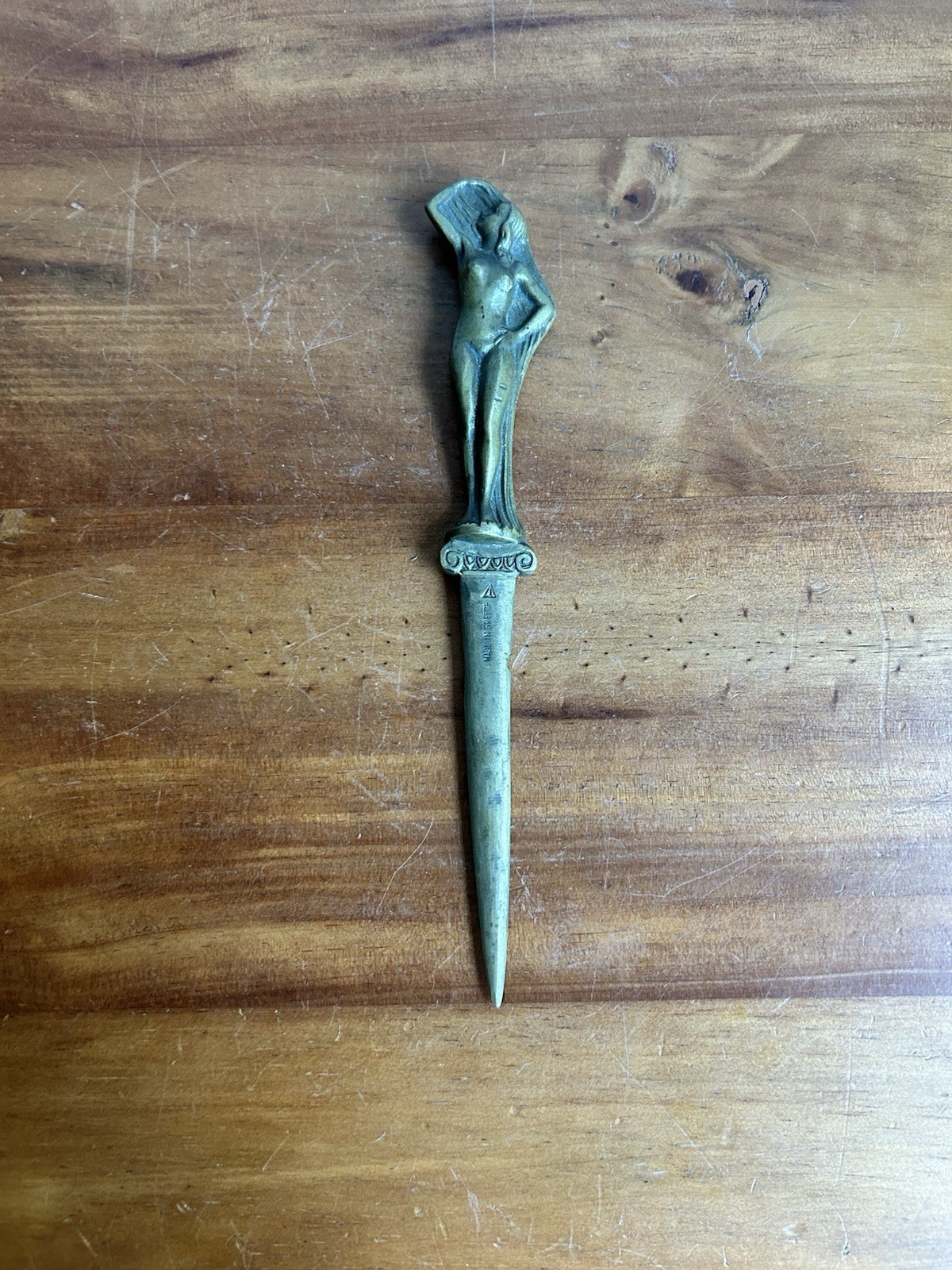 Vintage Art Deco Style Nude Woman Brass Letter Opener Made In Greece