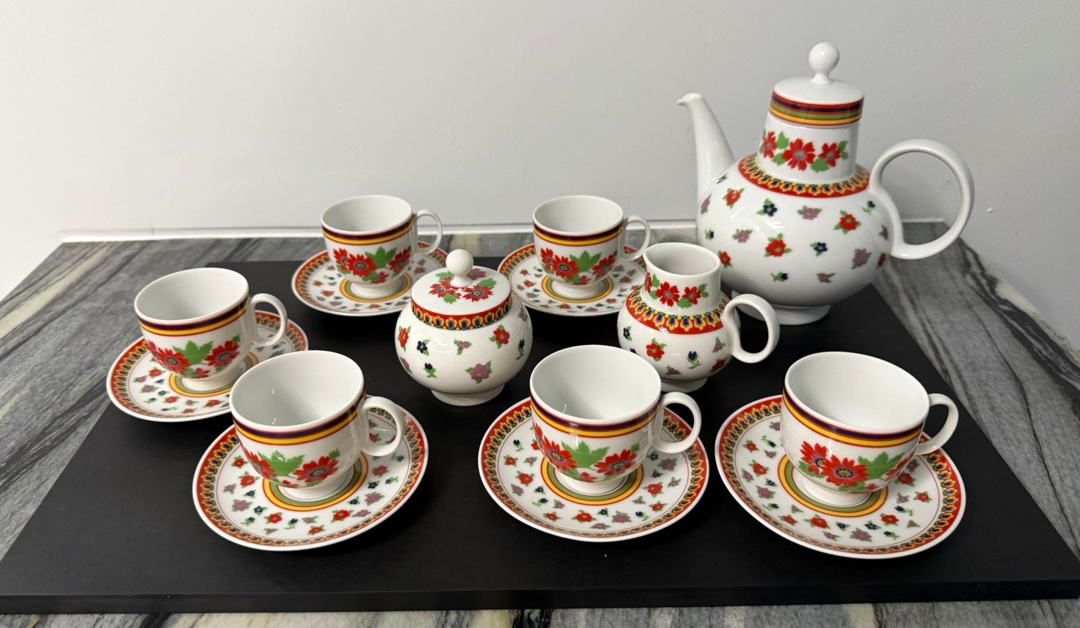 VTG MCM Heinrich H&C Selb Bavaria Gypsy Tea Set 15 Pc Mint Never Used Germany
