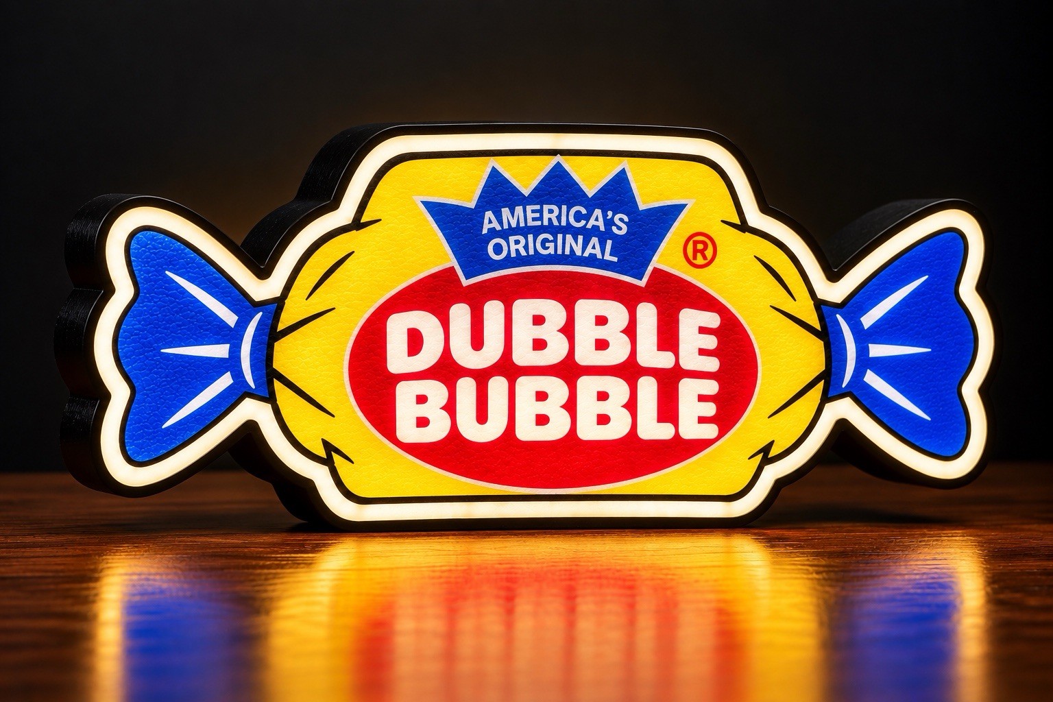 Dubble Bubble Gum LED 3D Printed LightBox Desk Display – Retro Candy Sign Dubble Bubble Gum LED 3D Printed LightBox Desk Display – Retro Candy Sign
