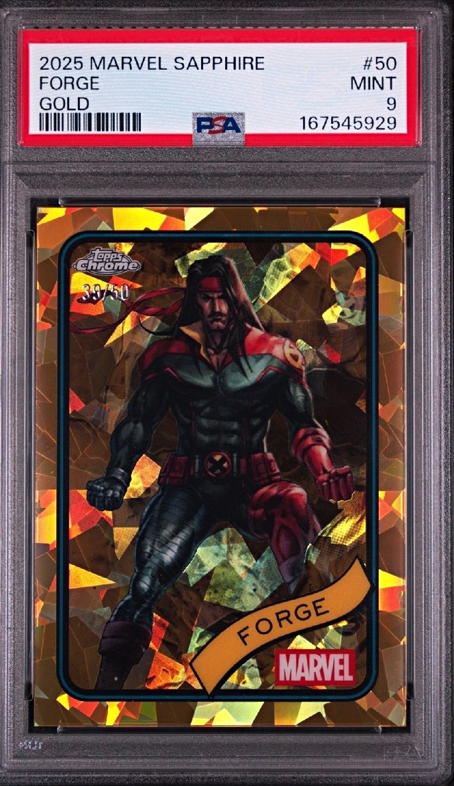 2025 Topps Marvel Sapphire Forge Gold #50 /50 PSA 9