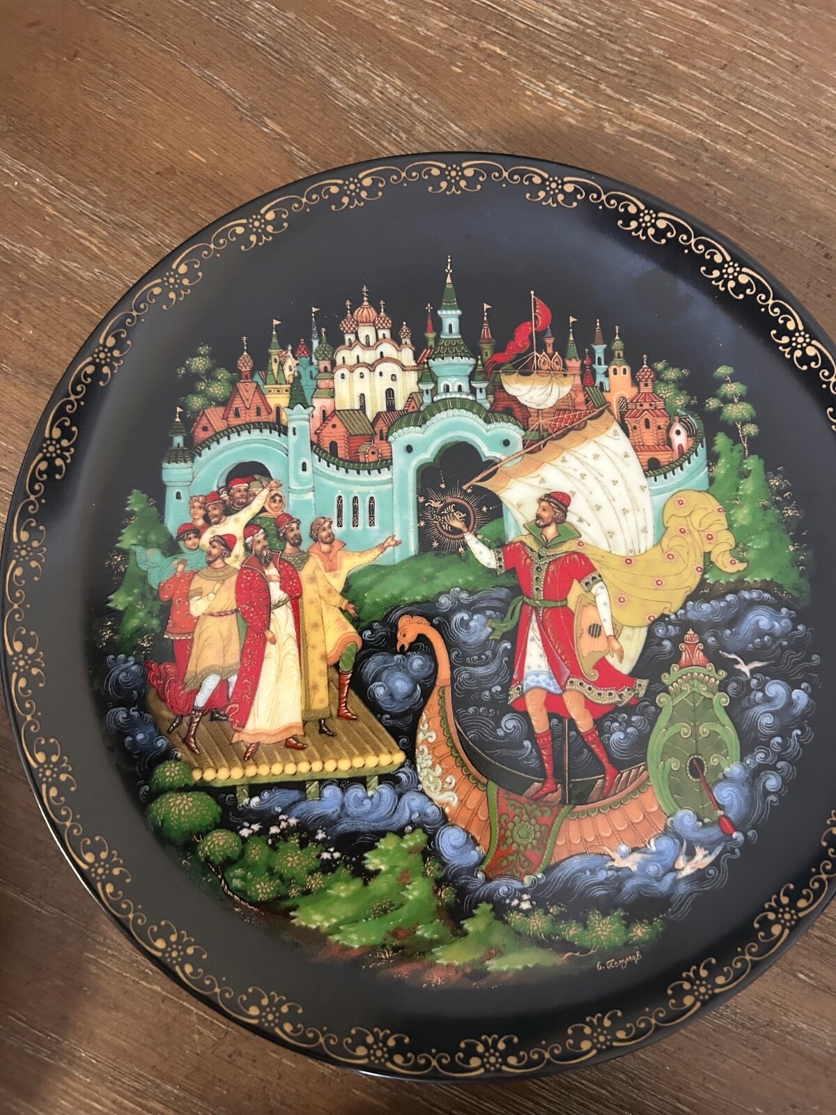 Russian legends Fairy Tale Plates, complete 12 piece set, hand painted, folklore