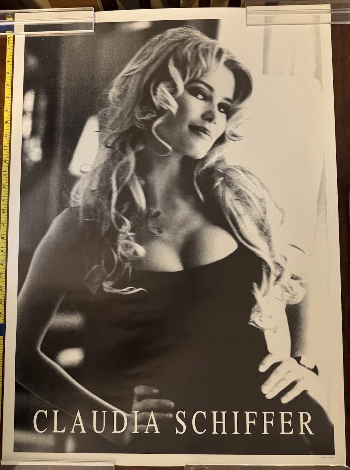 Vintage Claudia Schiffer Poster Black White Supermodel Pinup Made In GB Vintage Claudia Schiffer Poster Black White Supermodel Pinup Made In GB