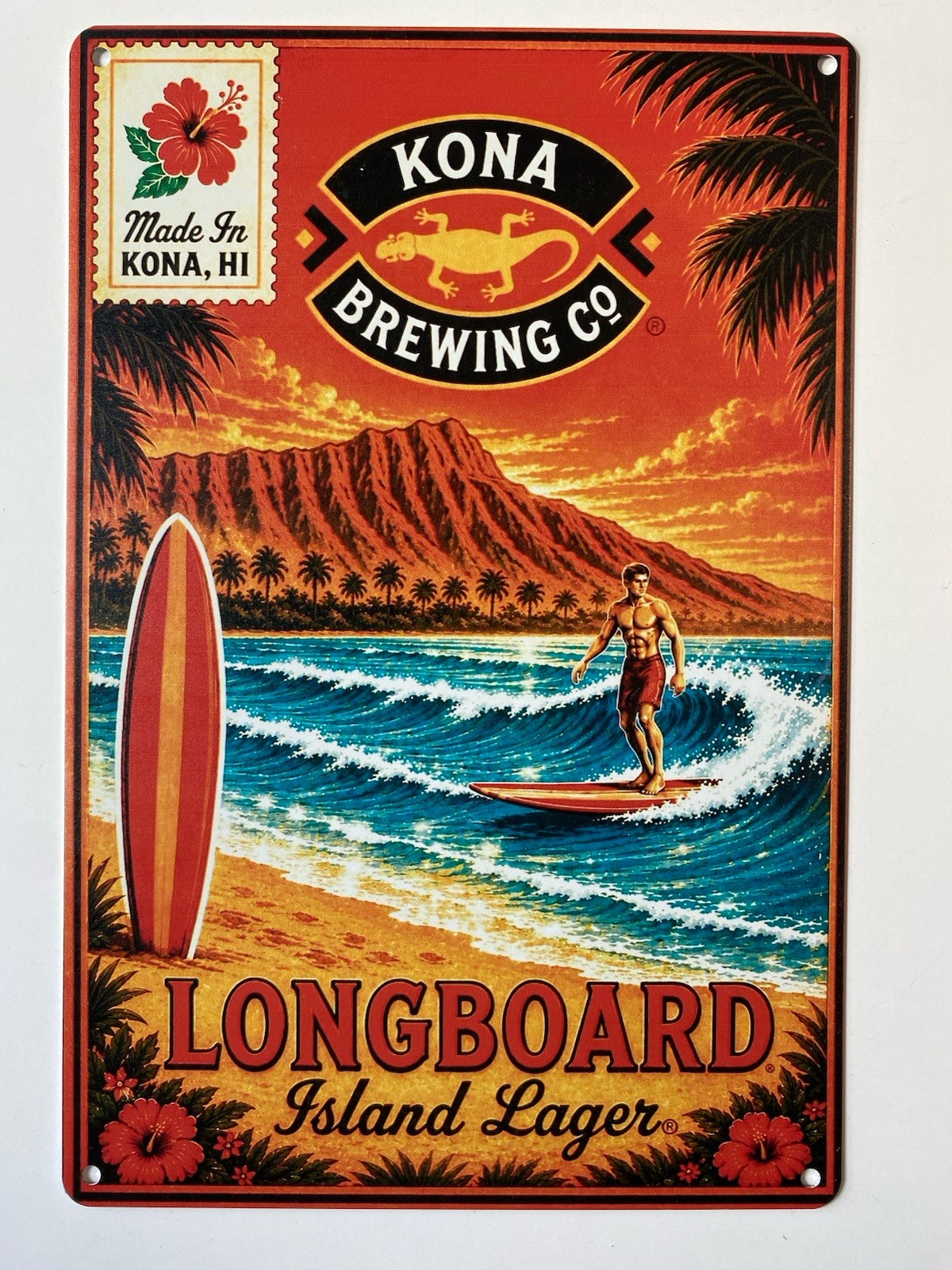 Kona Brewing Long Board Island Lager Sign -Big Wave Liquid Aloha