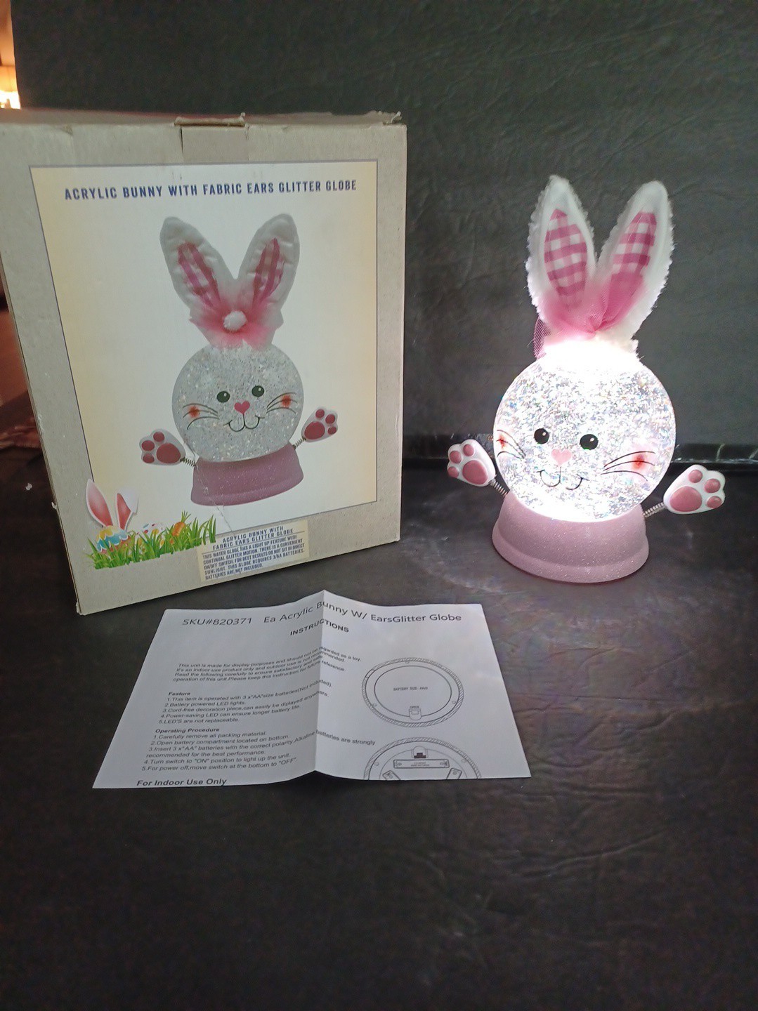 Cracker Barrel Light Up EASTER Bunny Globe W/Fabric Ears NEW OPEN BOX 