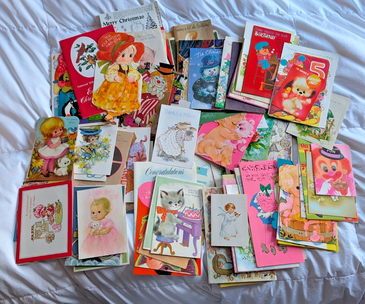 Lot 150 + used greeting cards 1970s no envelopes Gibson Rustcraft many occasions