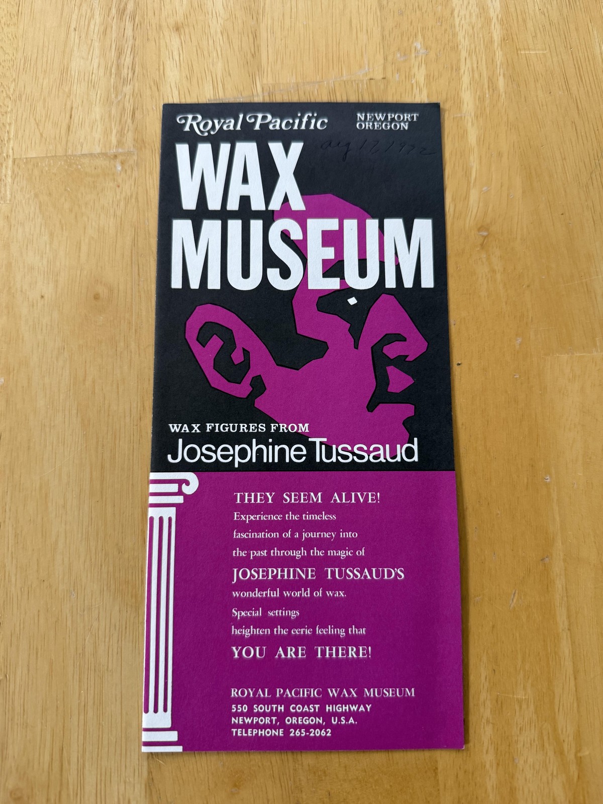 Vintage Royal Pacific Wax Museum Newport Oregon Travel Brochure Map Pink USA