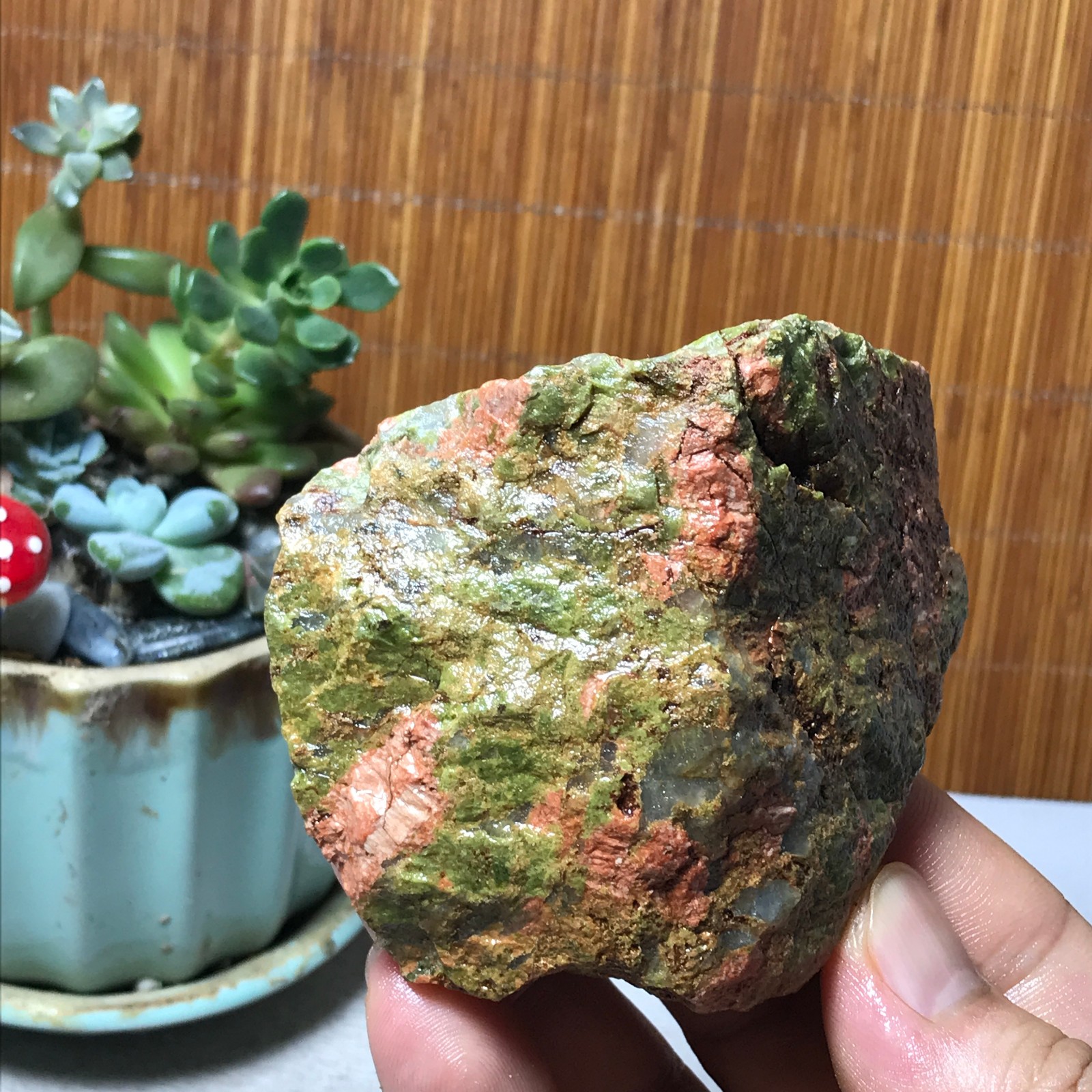 235g Natural Unakite Crystal gemstone Rough Mineral Specimen healing A6361