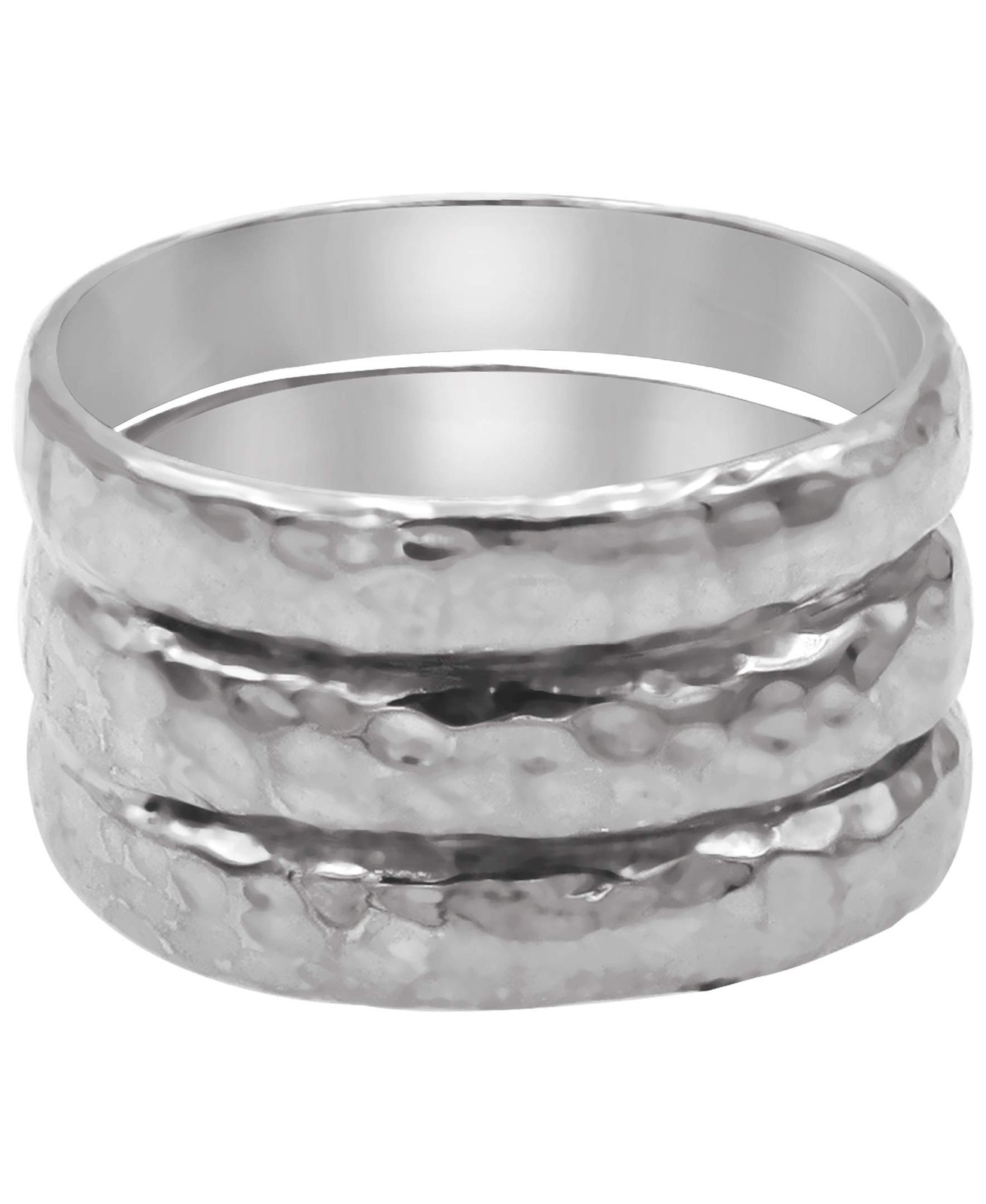 Devata Sterling Silver 925 Bali Hammered Triple Band Ring Size 6