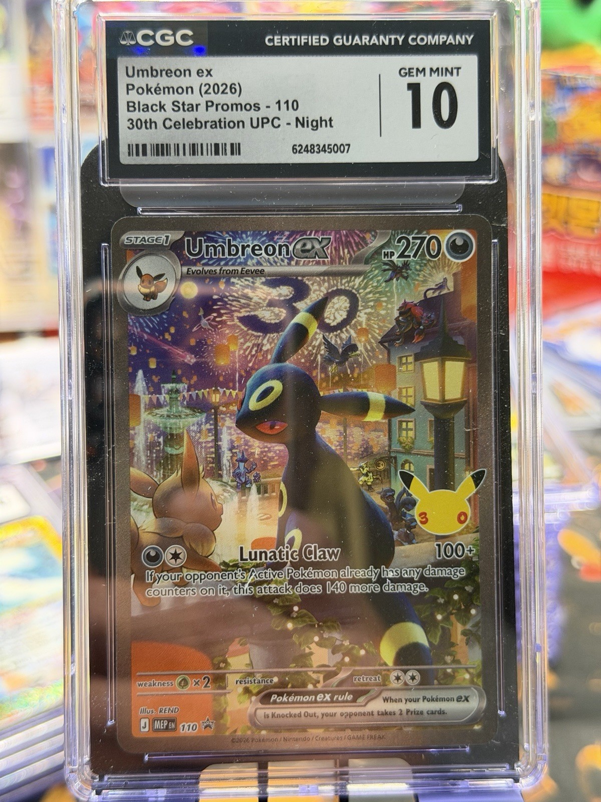2026 Pokemon Umbreon ex 110 30th Celebration UPC NIGHT CGC GEM MINT 10 Promo