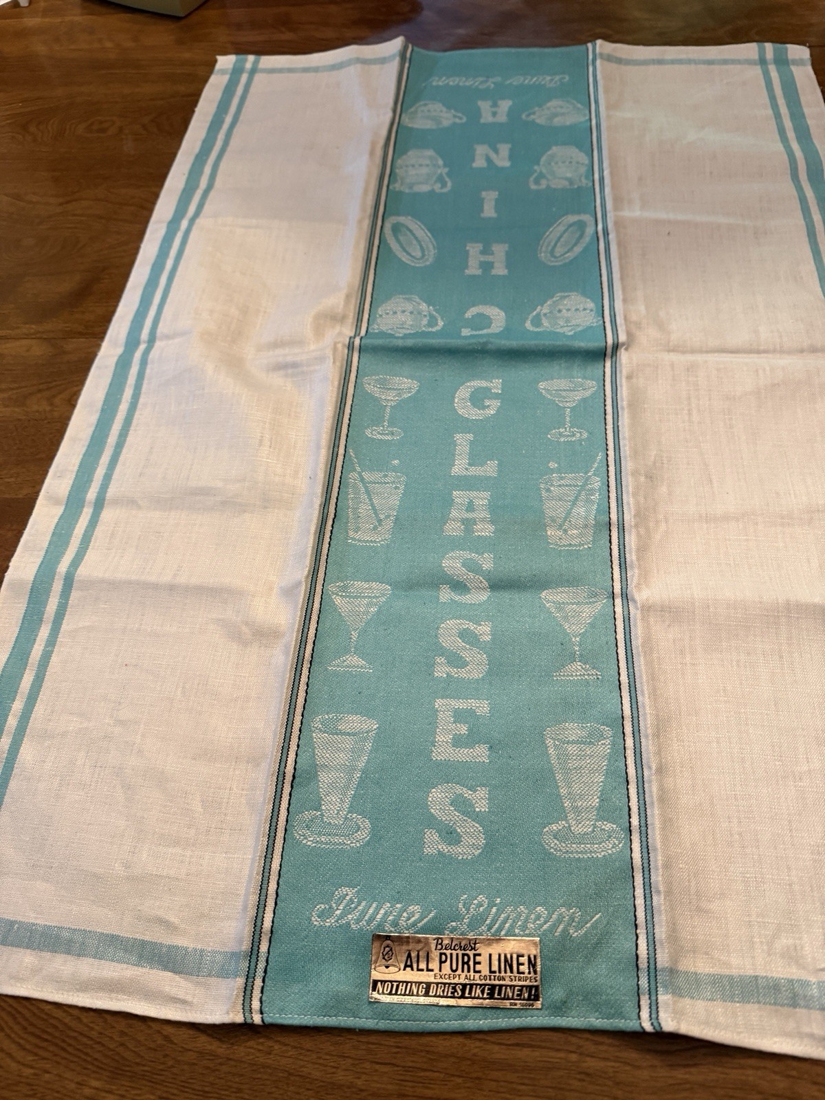 1950\'S UNUSED BELCREST DISH TOWEL ALL LINEN CHECKOSLOVAKIA FOR WIPING GLASS 1950\'S UNUSED BELCREST DISH TOWEL ALL LINEN CHECKOSLOVAKIA FOR WIPING GLASS