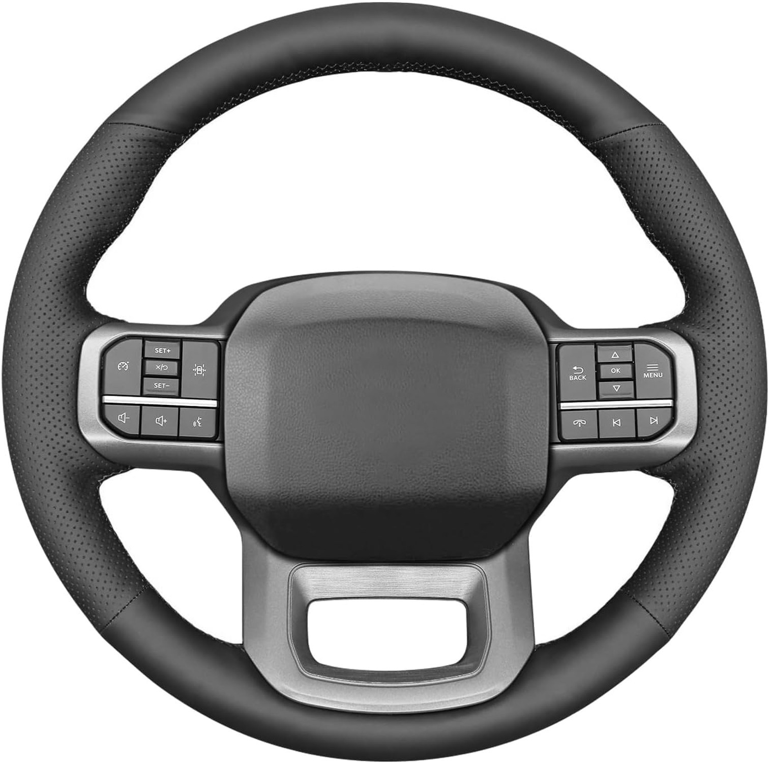 Black Leather Carbon Fiber Suede Steering Wheel Cover for Ford F-150 2021-202...