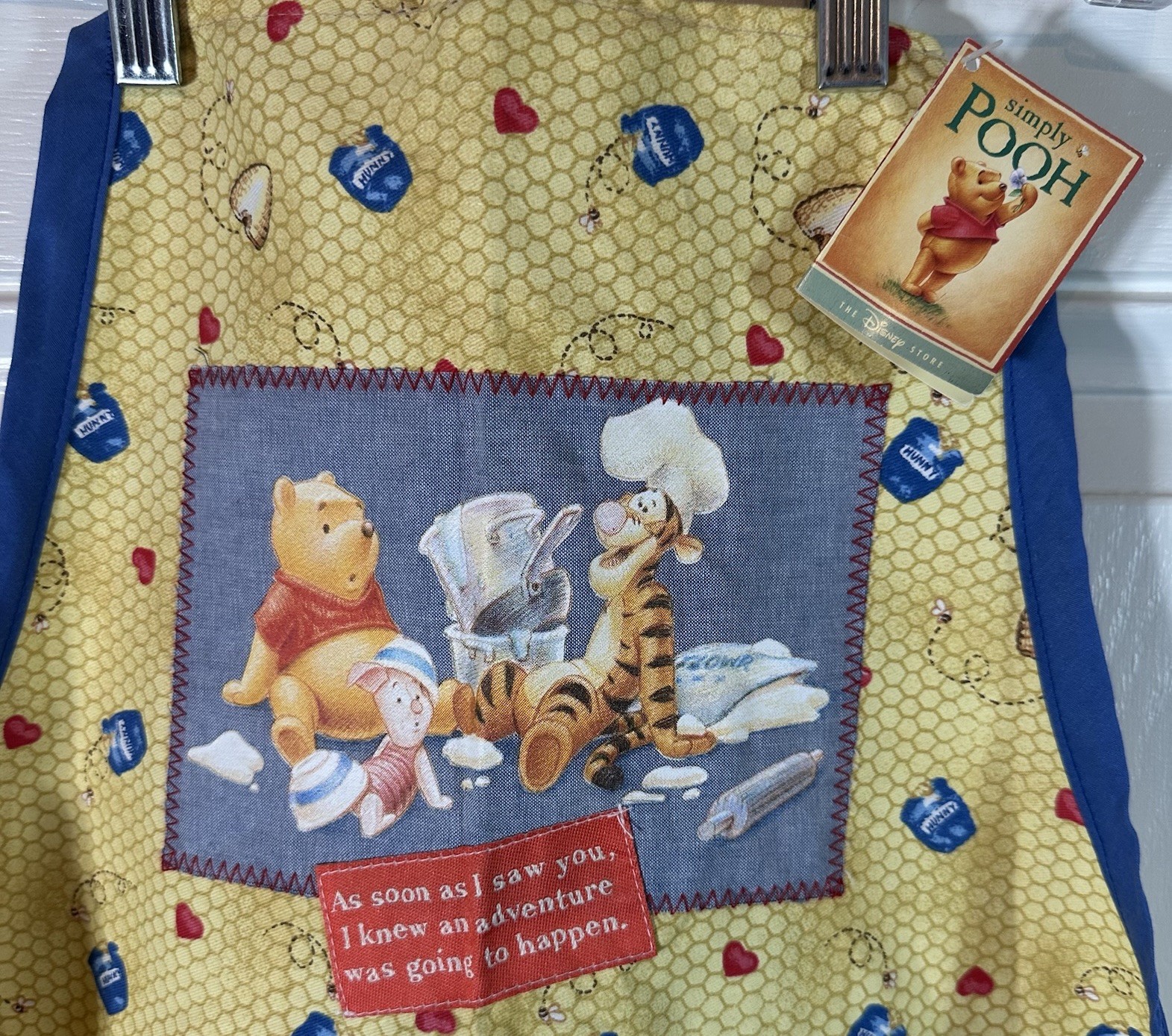Disney Store Winnie the Pooh Tigger Apron Yellow Honeycomb Print 100% Cotton