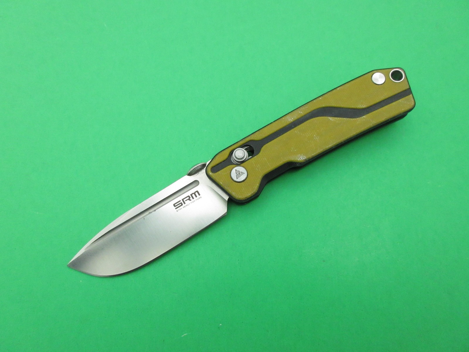 SRM Knives 7228 Yellow Folding Pocket Knife D2 Steel