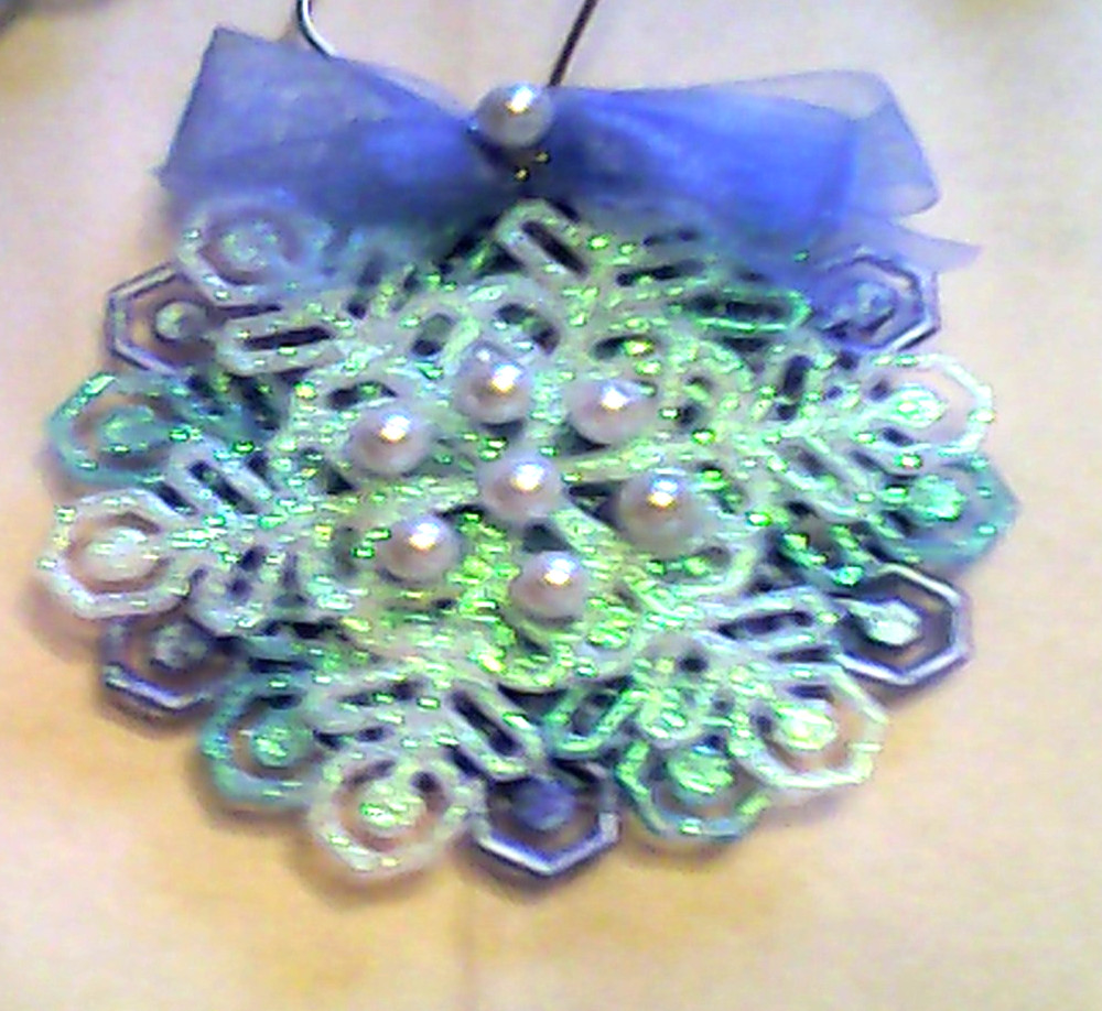 Ornaments Christmas Victorian Series/Snow Flakes/Handmade/Glitter/Pearls/Jewels