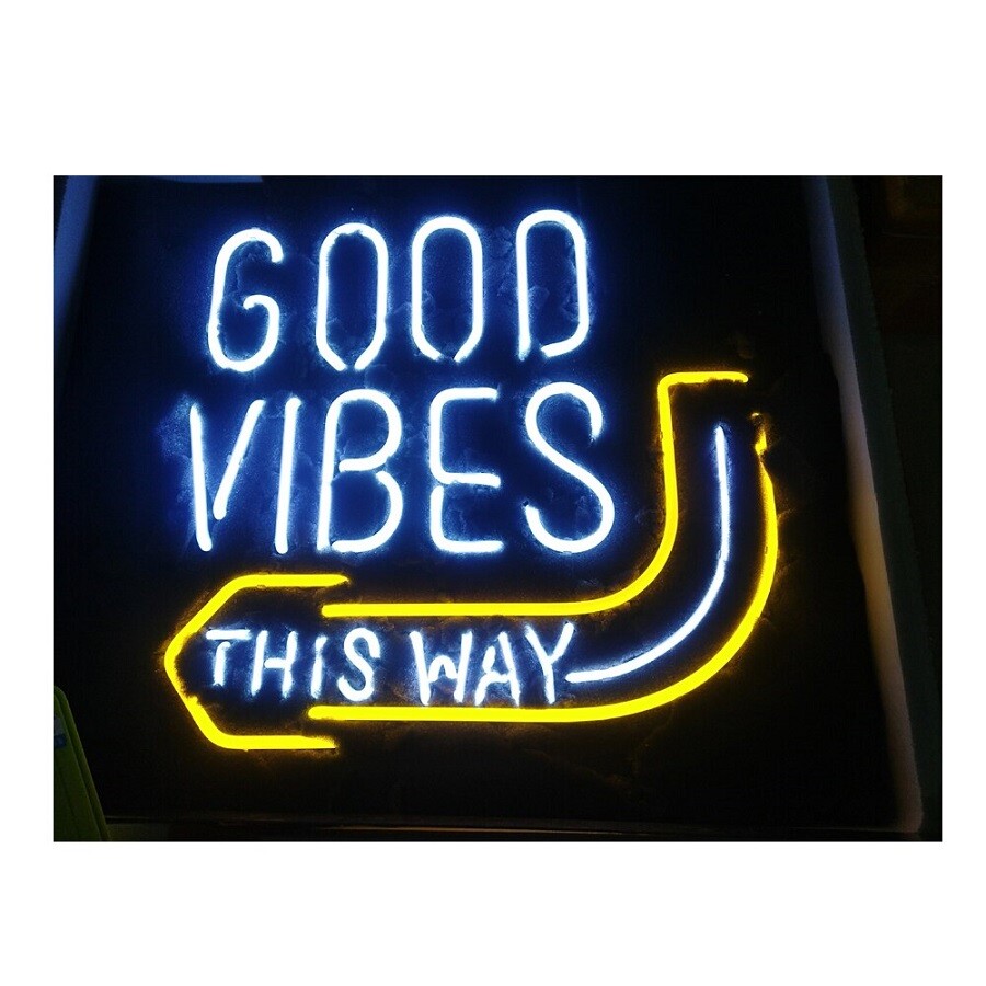 New Good Vibes This Way Arrow Neon Sign Light Lamp Workshop Collection 24\