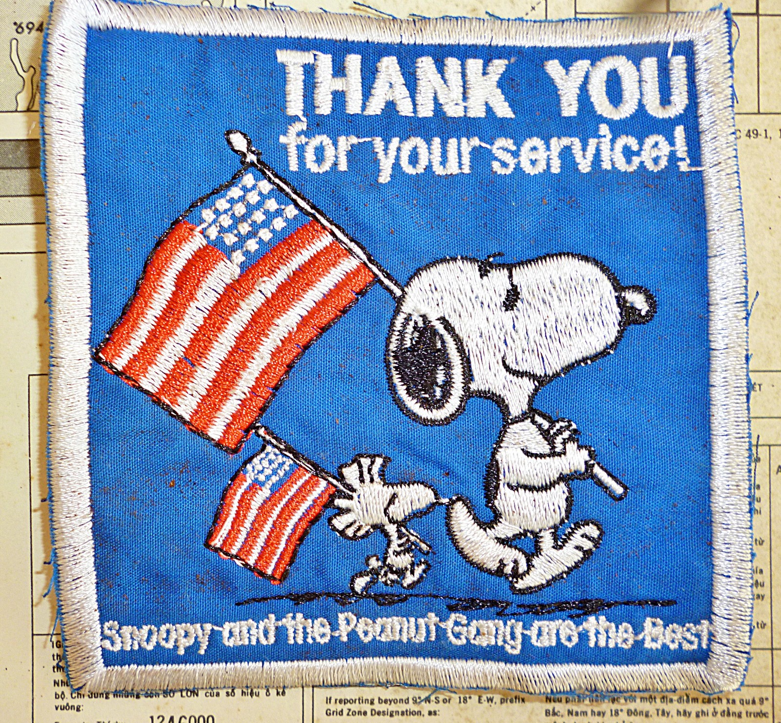 Snoopy Patch - Flying Flag - Thank You For Your Service, Woodstock - Vietnam War