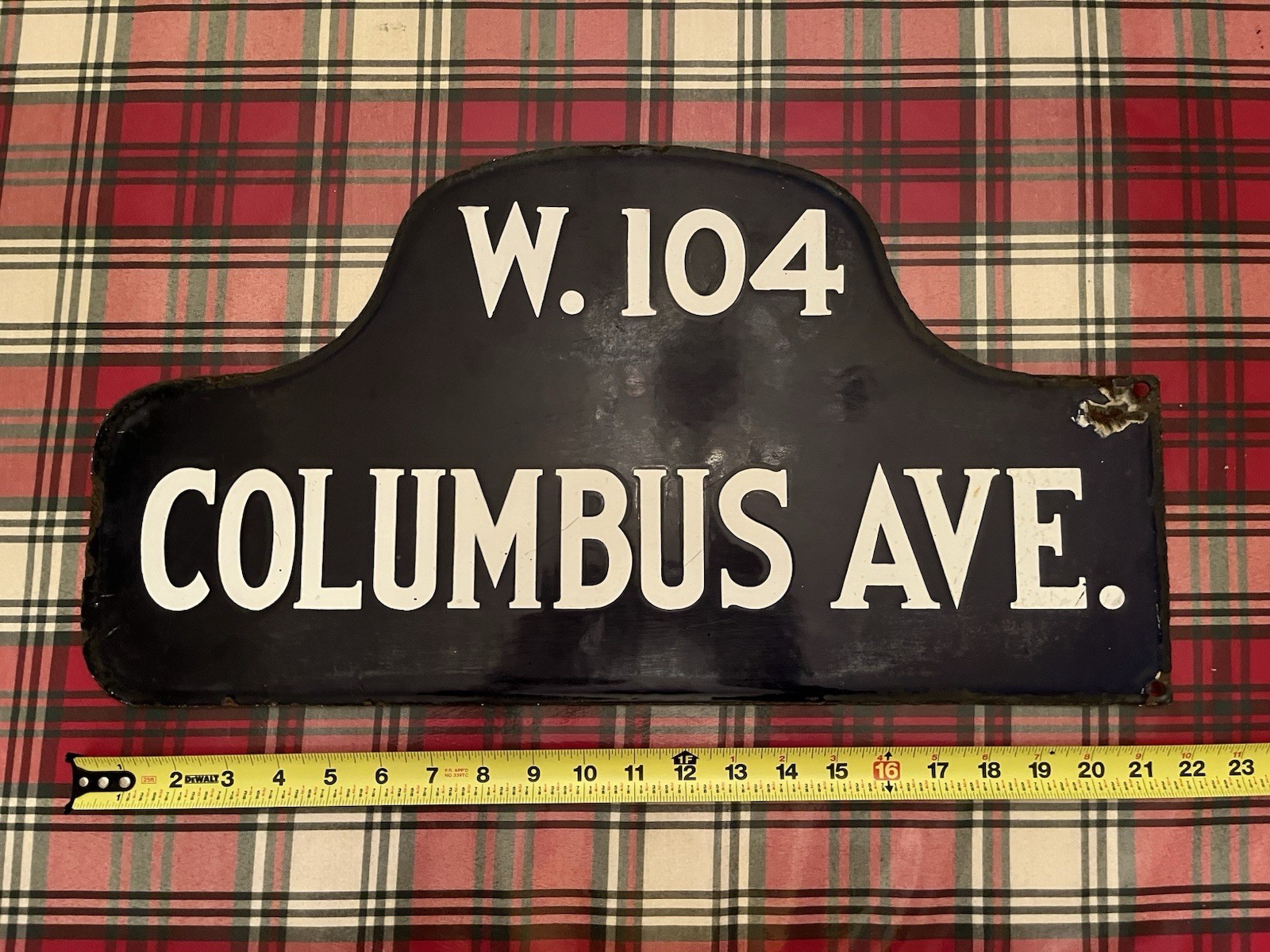 1900s NEW YORK CITY LOWER MANHATTAN HUMPBACK PORCELAIN STREET NYC SIGN