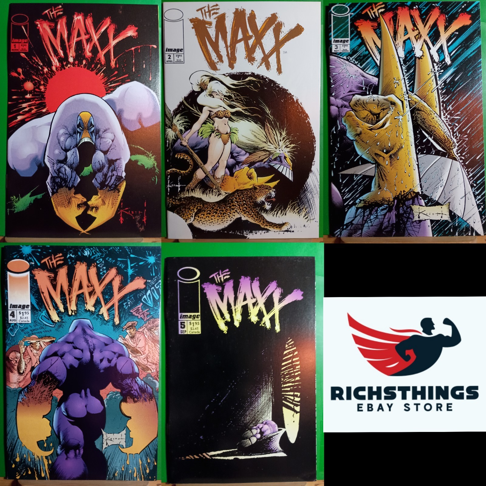 1993 Image Comics The Maxx Issues 1-5 Set Sam Kieth Cover Artist 1993 Image Comics The Maxx Issues 1-5 Set Sam Kieth Cover Artist