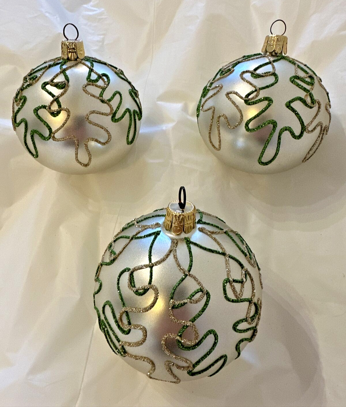 3 Vintage Mercury Glass Christmas Ornaments 3\