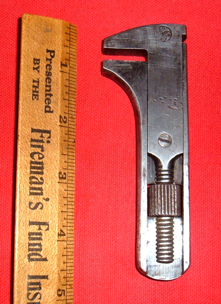 Antique (1800s) Small Steel Wrench With Maker\'s Mark Works Well Collectible Tool