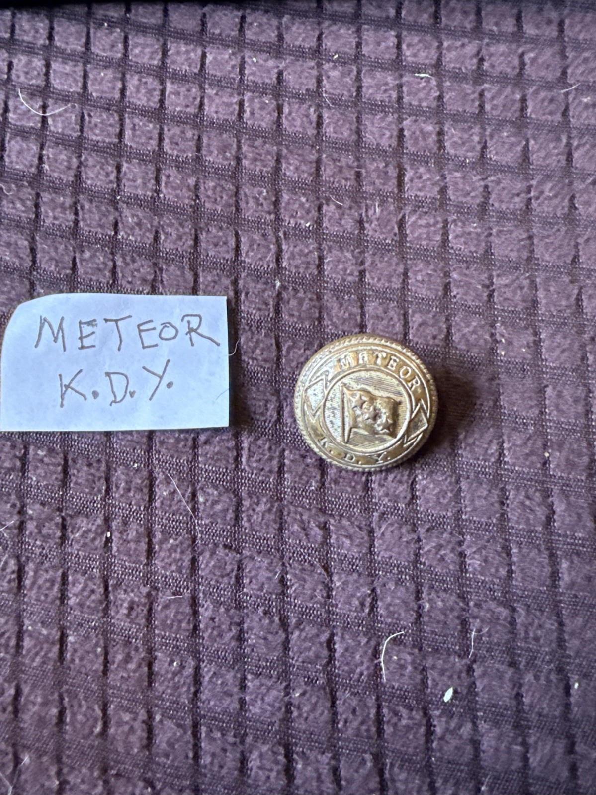RARE Vintage KDY Meteor Yacht Button Royal Danish Yacht Club Denmark 3 Stars