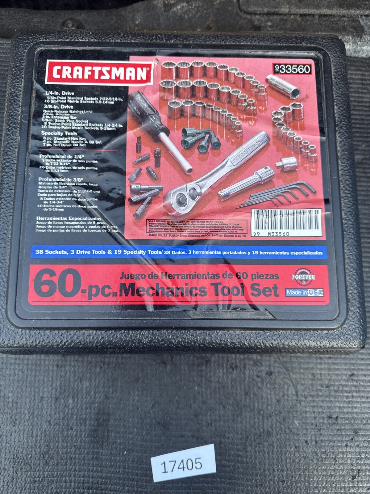 Sears Craftsman USA Nos 60pc Mechanics Tool Socket Set 33560 3/8” Drive Rare 