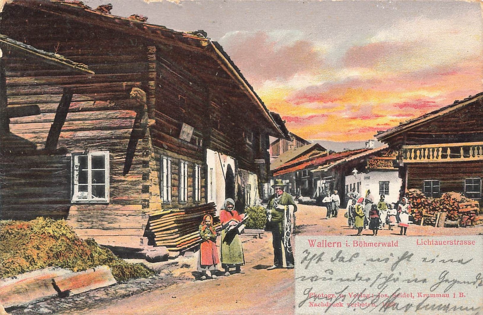 Postcard Wallern Lichtauerstrasse Bohemia Bohemian Forest 1906 used postcard