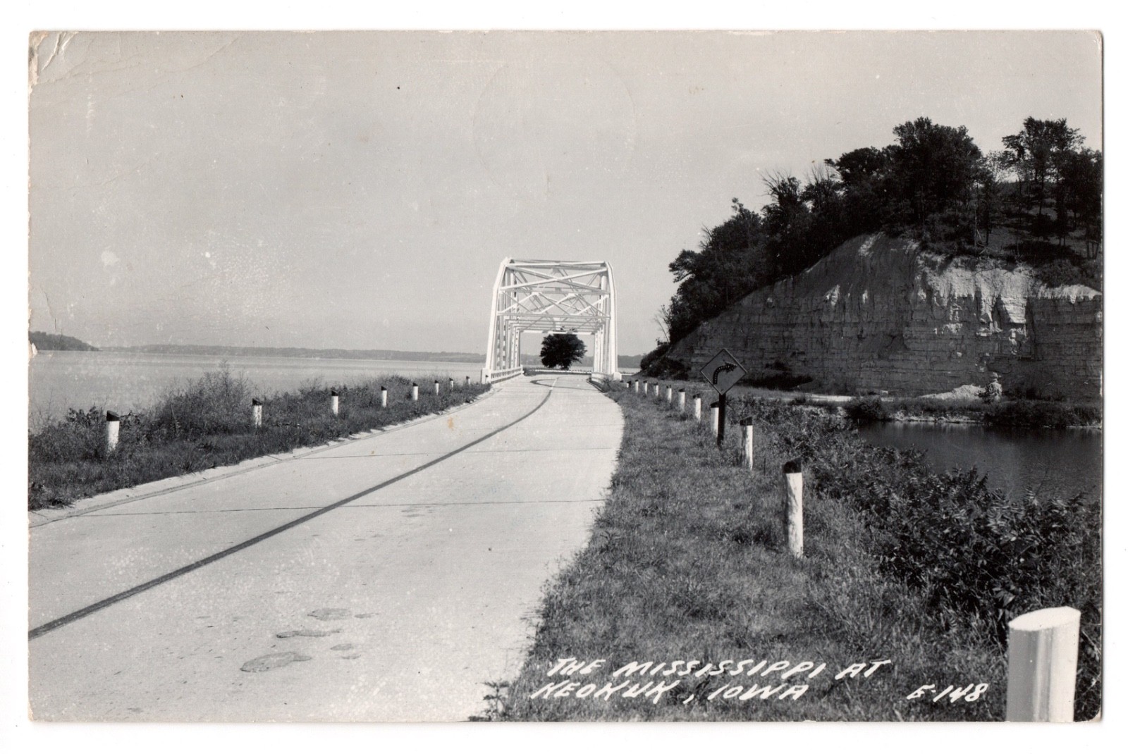 Bridge Over Mississippi River Iowa Real Photo Postcard RPPC Posted 1954 No Stamp Bridge Over Mississippi River Iowa Real Photo Postcard RPPC Posted 1954 No Stamp