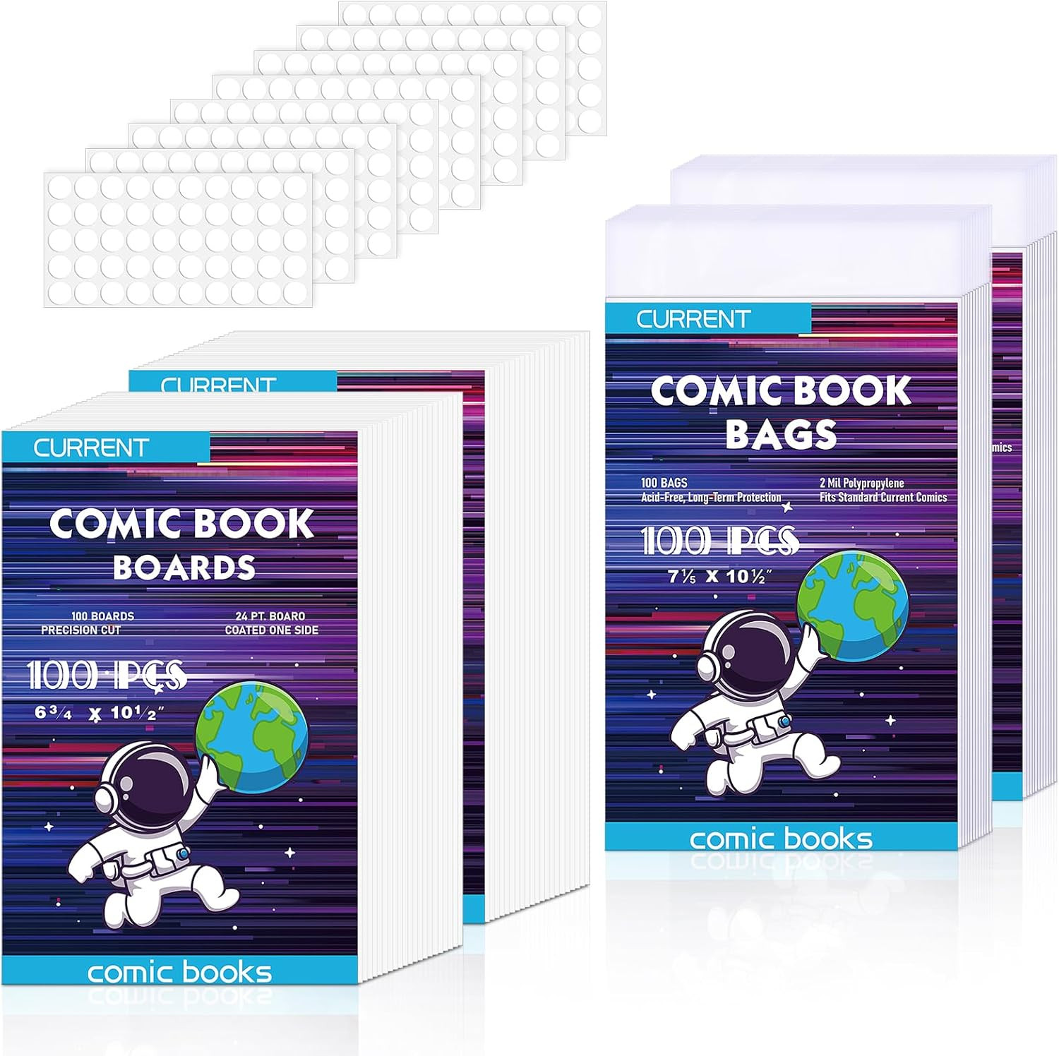 200 Pack Current Comic Book Bags and Boards, Thick Acid-Free Comic Books 200 Pack Current Comic Book Bags and Boards, Thick Acid-Free Comic Books