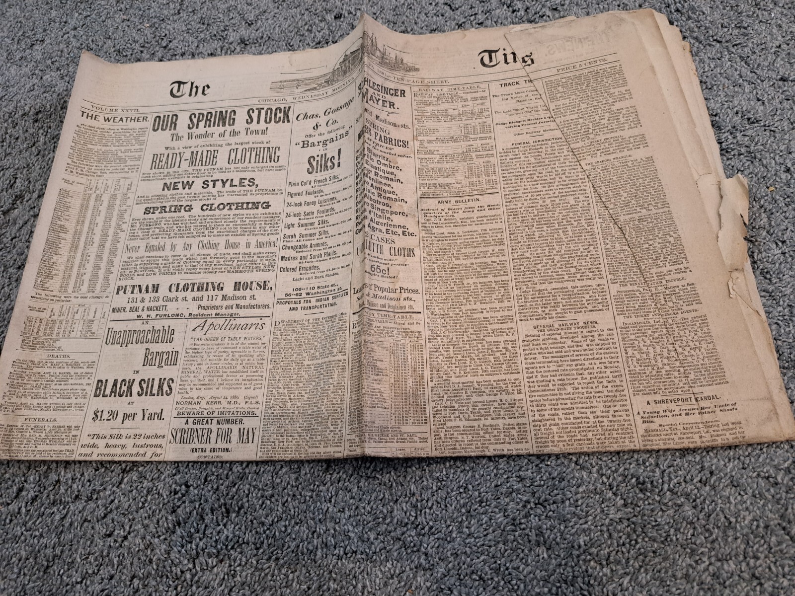April 20 1881 Chicago Times Newspaper 