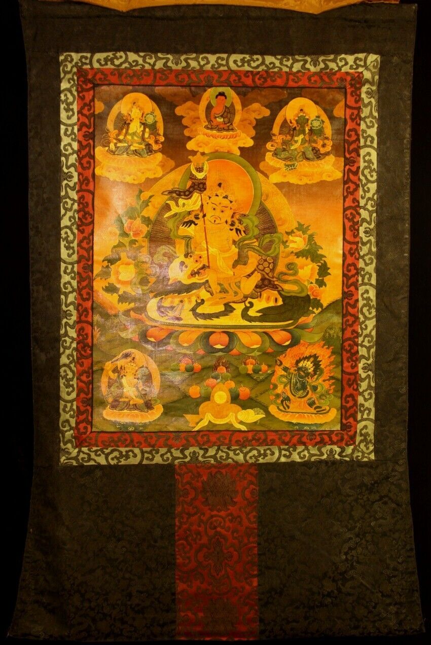Wonderful Tibet Tibetan Old Buddhist Hand Painted Kubera Thangka Tangka Dhanada