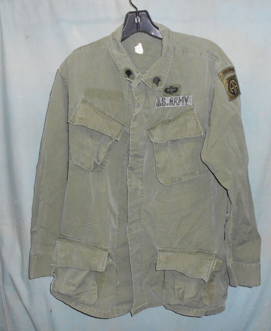 USGI Slant Pocket Jungle Coat OG-107 Poplin 82nd AB ML 1970 
