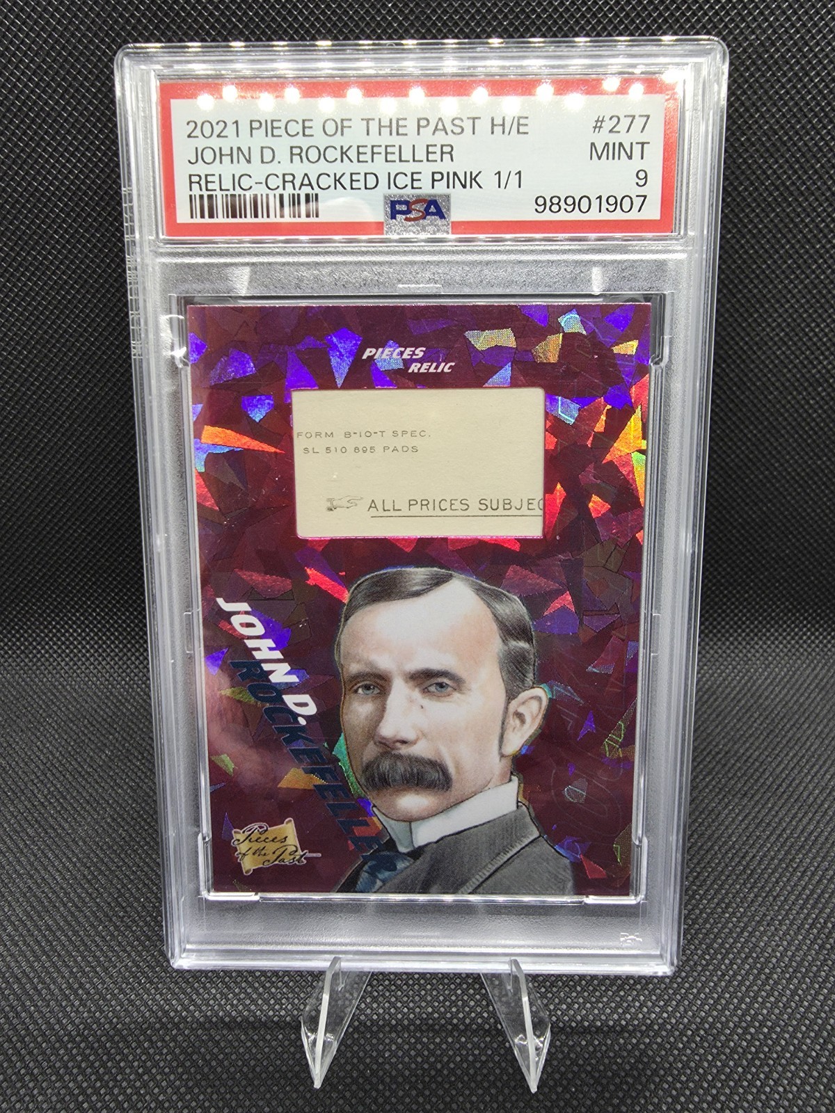 2021 Pieces Of The Past John D Rockefeller  Print Relic Pink Cracked Ice 1/1 PSA