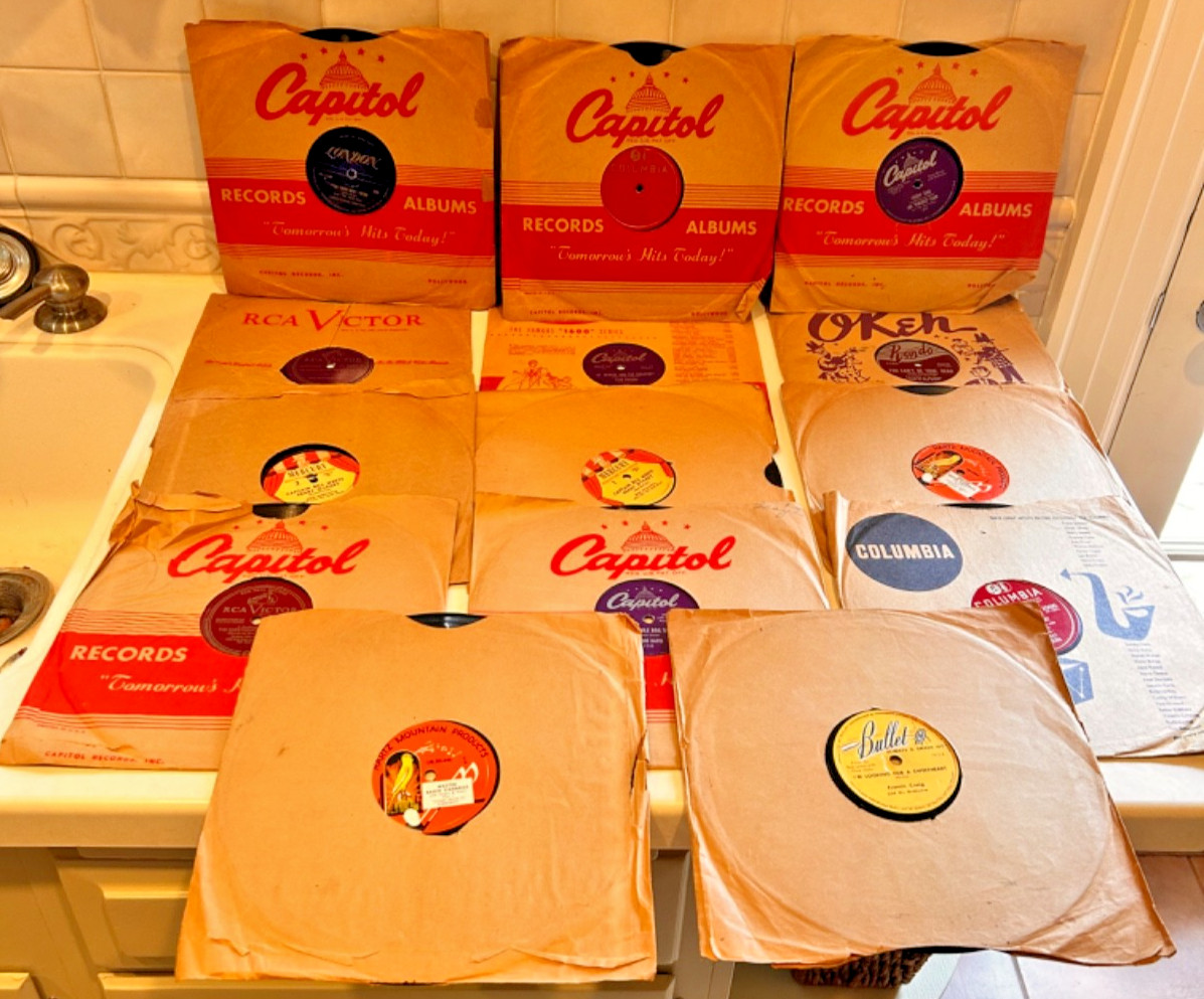 Lot of 14 VINTAGE 78 RPM RECORDS Multiple Artists, Multiple Record Companies