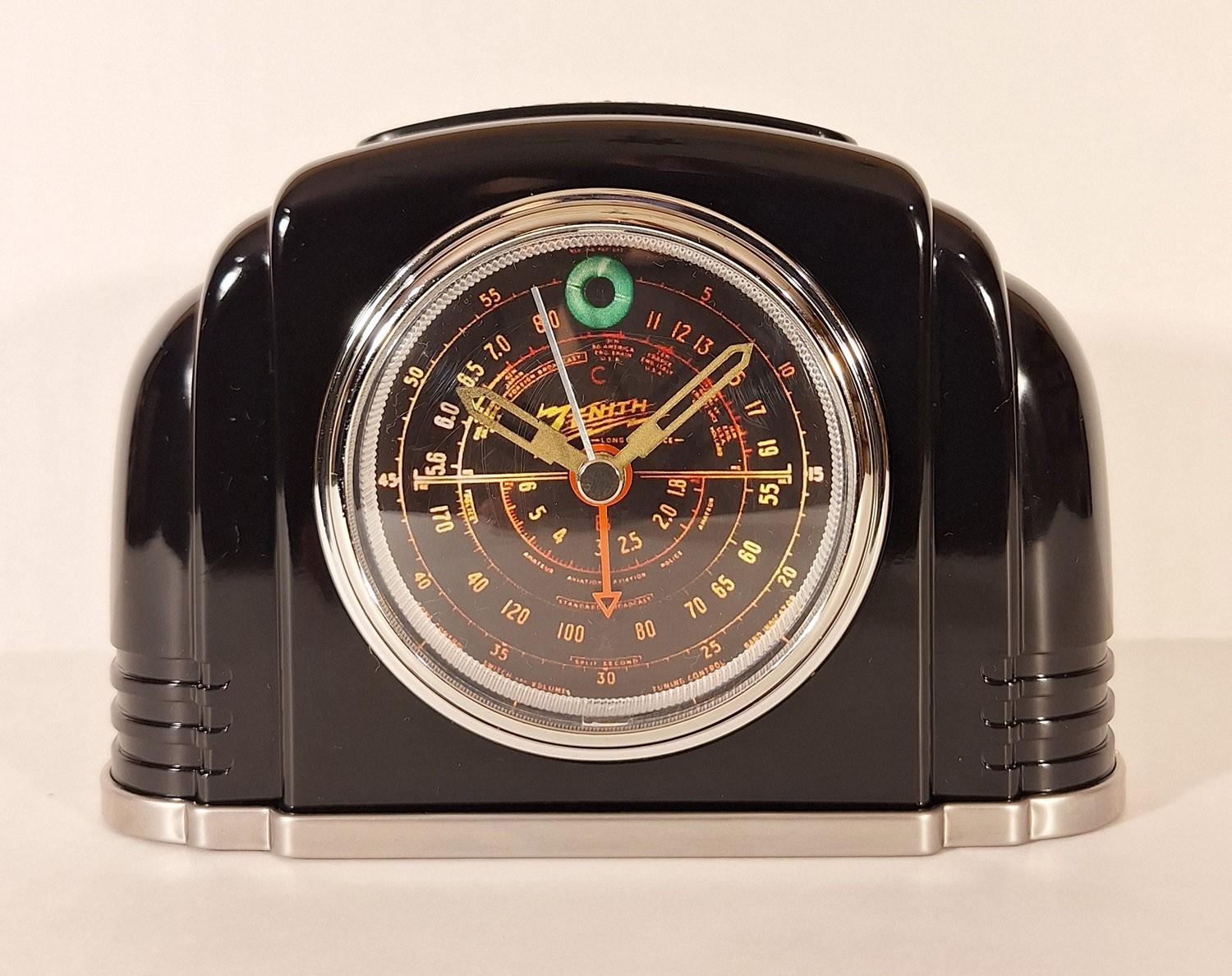 Old Antique Style Zenith Black Dial Desk Alarm Clock - Vintage Tube Radio Style