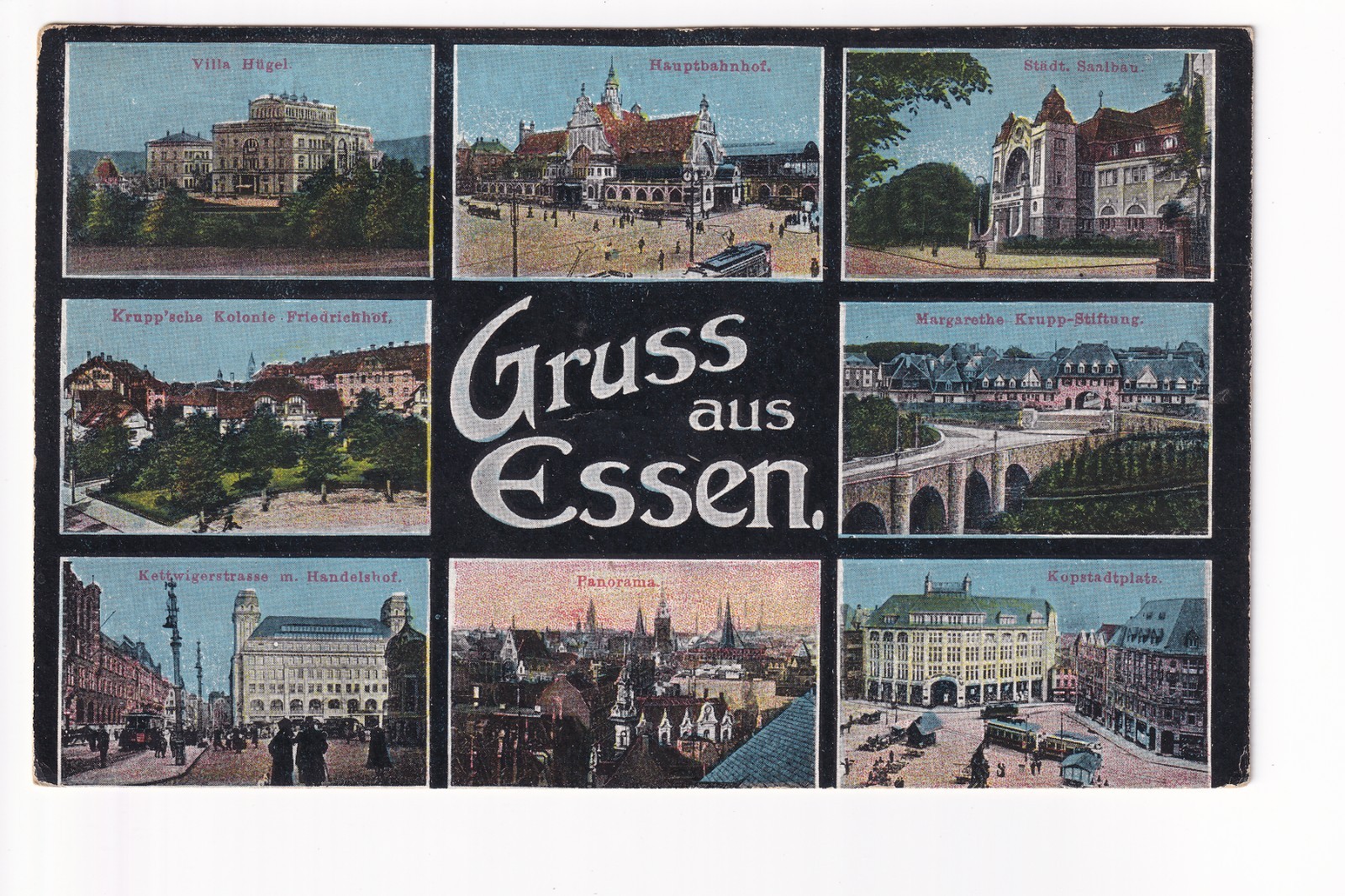 Postcard greeting from Essen multi-picture Villa Hügel Krupp Handelshof Hallbau 28.3.1942 more