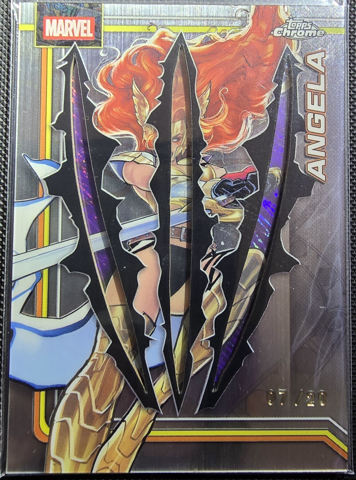 2026 Topps Chrome Marvel Angela #101 Clawed /20 & Purple Shimmer Refractor /75