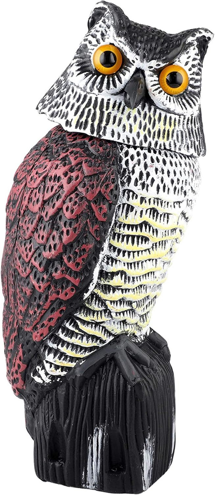 Plastic Owl Statue Decoys for Bird Control - Owl Scarecrow with Rotating Head