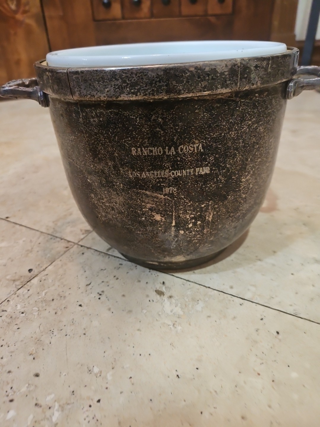 VTG  1978 Los Angeles County Fair Ice Bucket Engraved Aluminum Rancho La Costa 