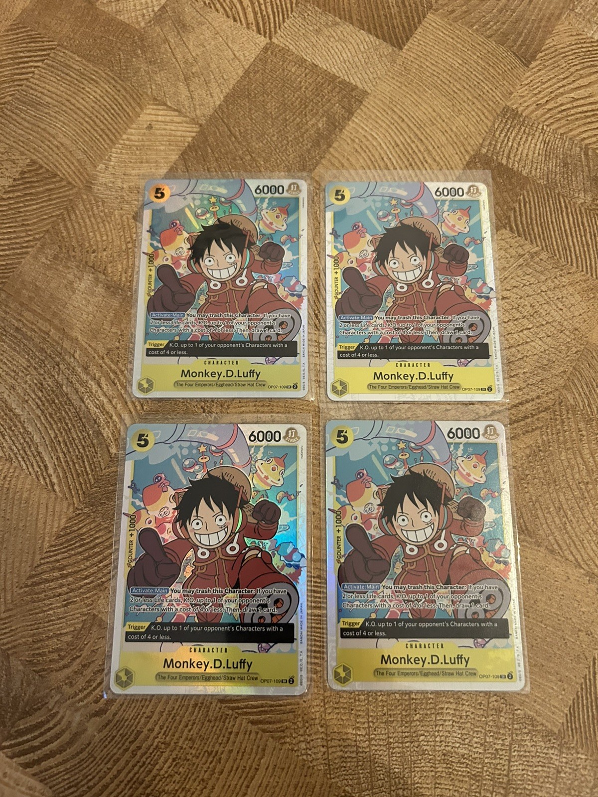 One Piece OP07-109 Monkey.D.Luffy Super Rare Foil English Edition Playset X4